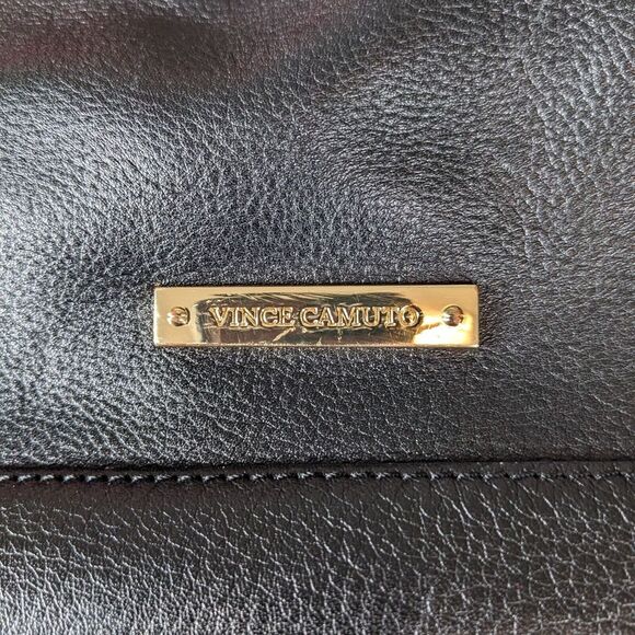 Vince Camuto Black 100% Leather Large Hobo Purse Handbag Carry All 13x11‎ - Picture 3 of 7